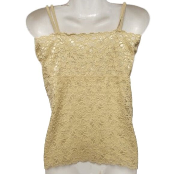 Cream Beige Lace Long Camisole Lace Tank Top Stretchy Camisole - Size L- NEW - Picture 2 of 12
